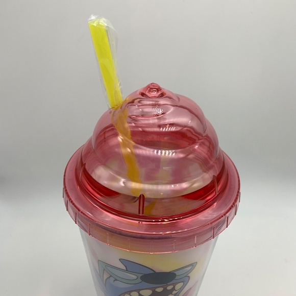 Disney Lilo and Stitch Ice Cream Swirl Acrylic Cup with Lid & Straw - Picture 11 of 13